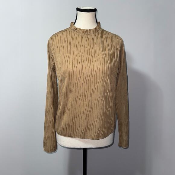 DAZY Tan Textured Long Sleeve Top women’s Size Small - Picture 1 of 8